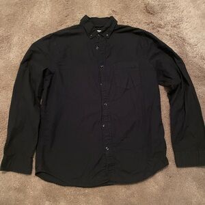 Express Men's Soft Wash Slim Fit Black Casual Button Down Shirt